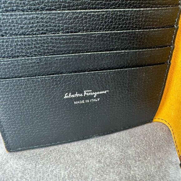 Salvatore Ferragamo Gancio Perforated Navy Leather Passport Holder - Picture 11 of 12